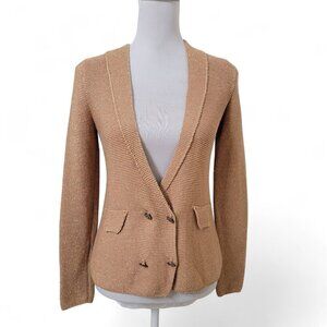 Roem Size Unknown (S/M?) Tan with Copper Metalling Threading Knit Cardigan